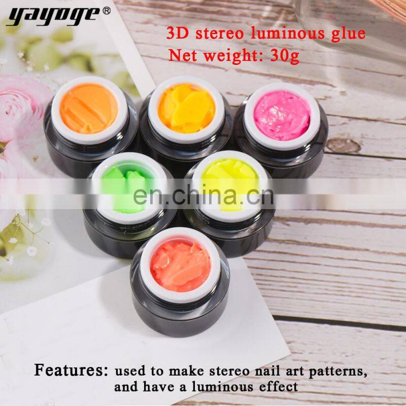 6 Colors UV Nail Luminous 3D 4D 5D Sculpted Color Uv Nail Gel Free Sample