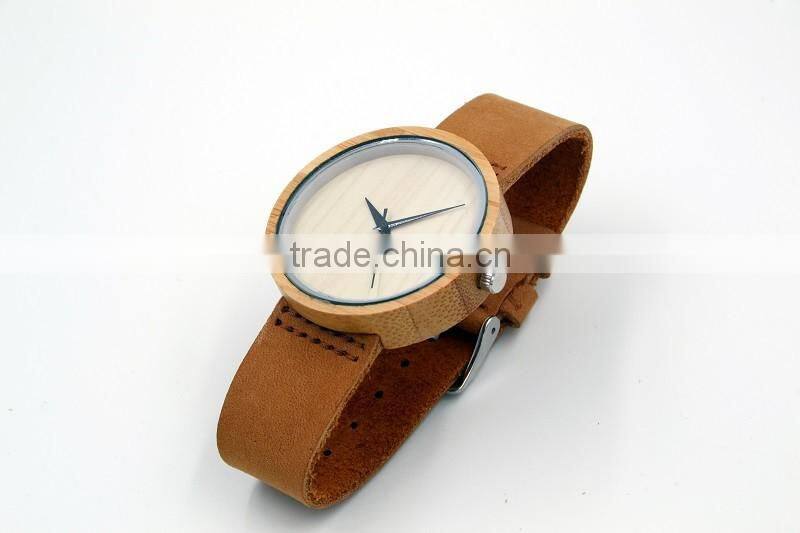 2016 Newest japanese miyota 2035 movement wristwatches genuine leather watches bamboo wooden watches for men and women best gift