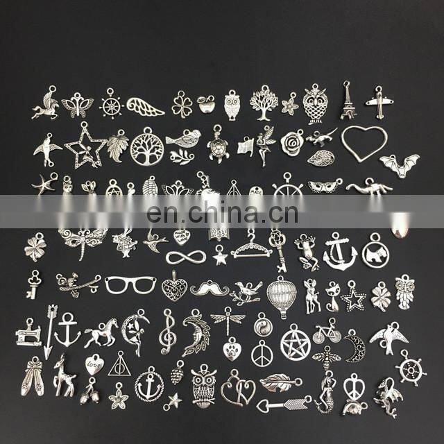 Vintage Mixed 100pcs Metal Charms Beads Handmade DIY Bracelet Pendant Necklace Jewelry Making Findings