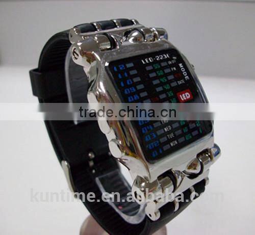 2014 Elegant Men's LED Lattice Display Black Rubber Band Wrist Watch