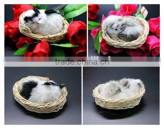 Cute Small Sleeping Plush Toy Cat with Long Fur