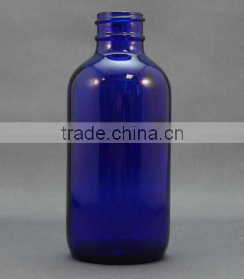 4oz blue glass boston bottle, 120ml blue boston round glass bottle