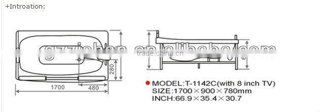 massage bathtub with 8'' TV
