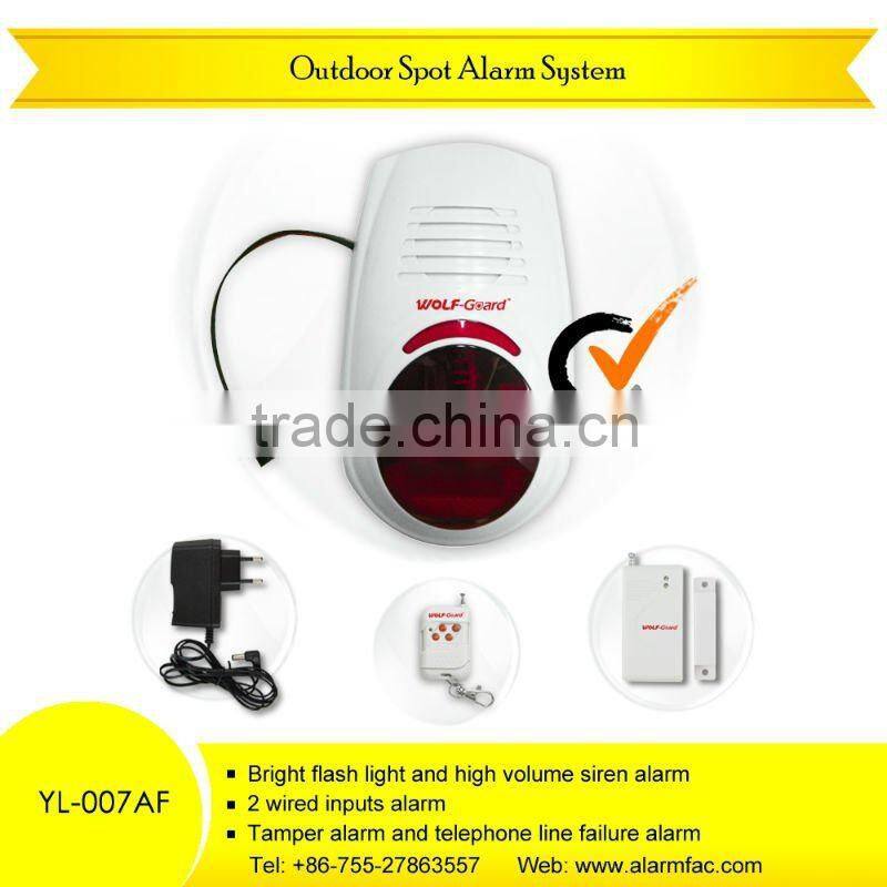 best quality outdoor waterproof spot alarm system with LED flash siren