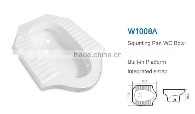 Washroom traditional ceramic squatting pan