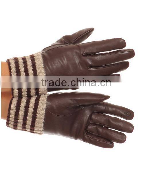 Ladies touch screen leather gloves used for smartphone
