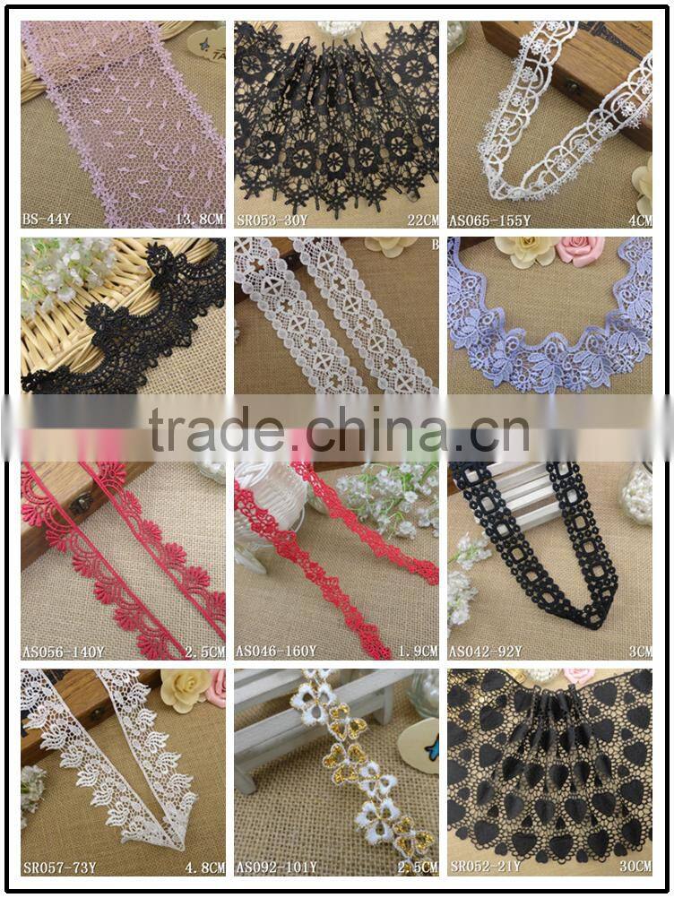 Water Soluble lace1.8" Flower Blue Pink Nylon Embroidery Kitted Slim Side Underwear Laces Fabric