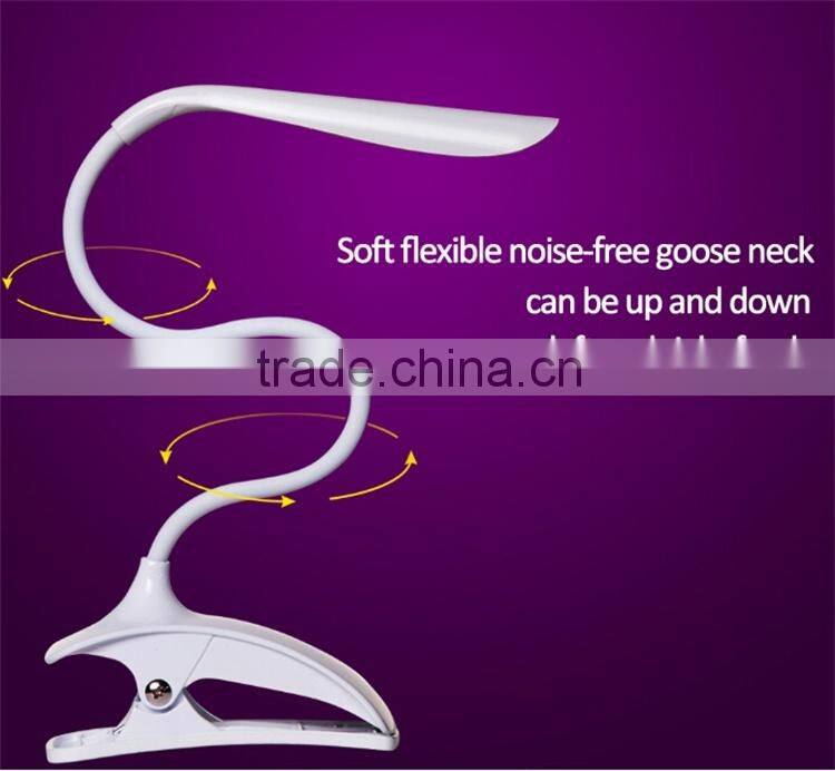 Gift JK-853C USB Power white Color LED table Light Clips reading lights with flexible tube desk bed lighting