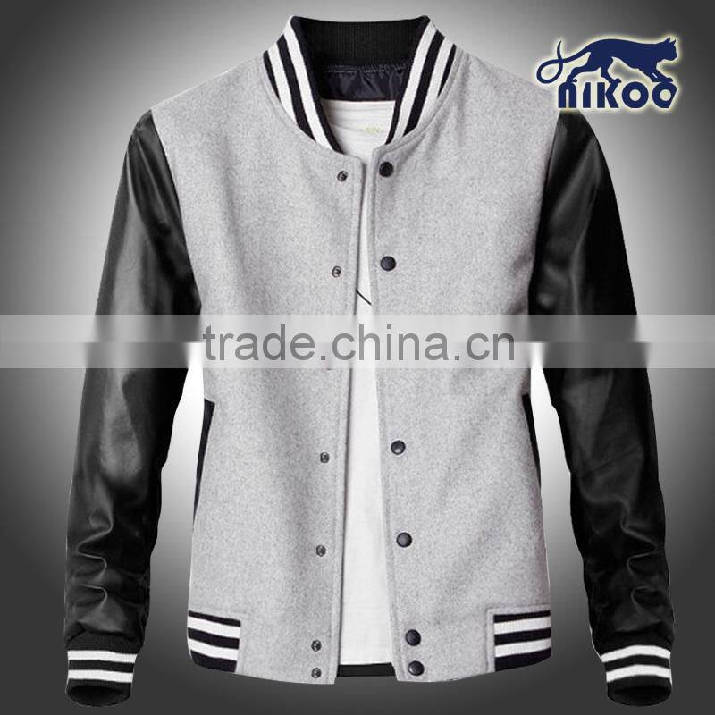 custom plain varsity jackets with leather sleeve baseball jacket