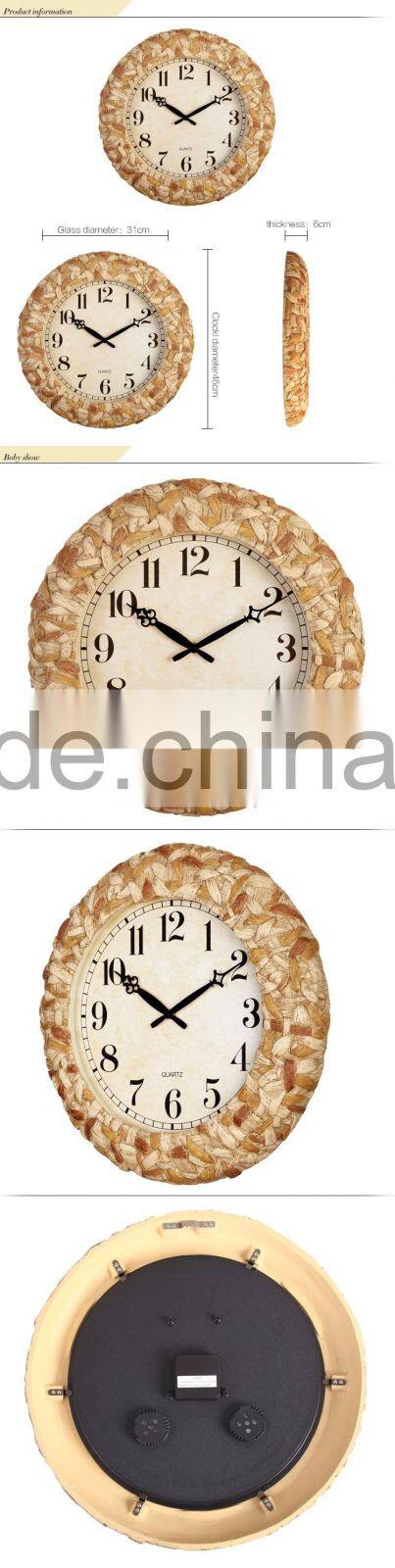 18 inch Retro Home Decor Rattan Women Modern World Clock