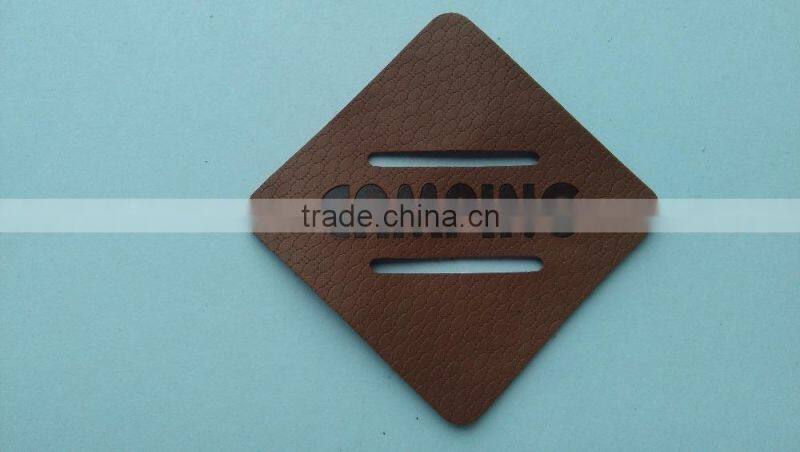 custom hollow out special shape leather patch badge