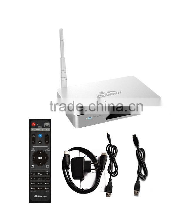 Cloudnetgo xbmc 15.2 android tv box with air mouse set top box support for 4k with alumium case koid tv box