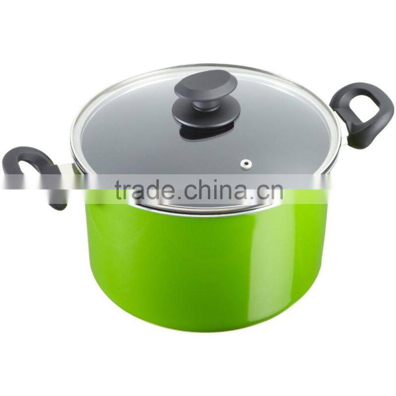 Duradera naranja de cocina de aluminio verde Parini cazuela antiadherente de revestimiento de ceramica de cocina crisol comun