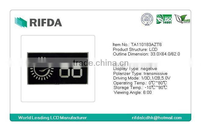Black background 2 digit custom lcd display panel