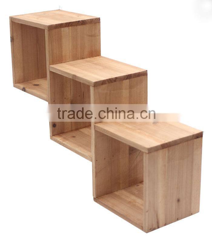 artistic square wooden wall diy storage shelf