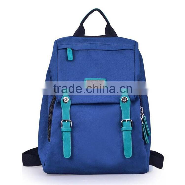 fashion korean style huge volume waterproof younger blue canvas backpacks