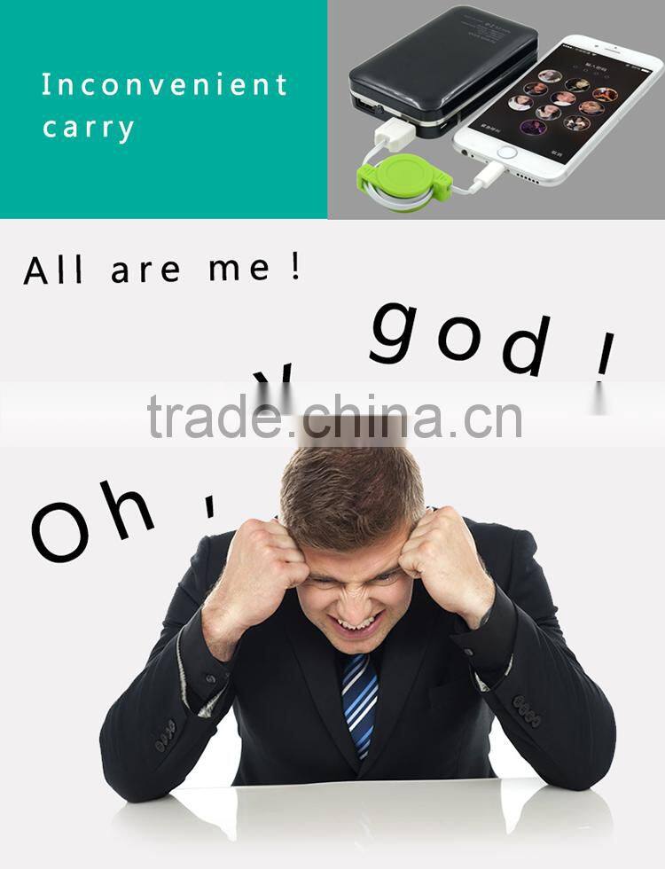 Original PengTeng-K82 3500mAh Capacity Retractable Power Bank Ultrathin Portable External Battery Backup Charger for traveling