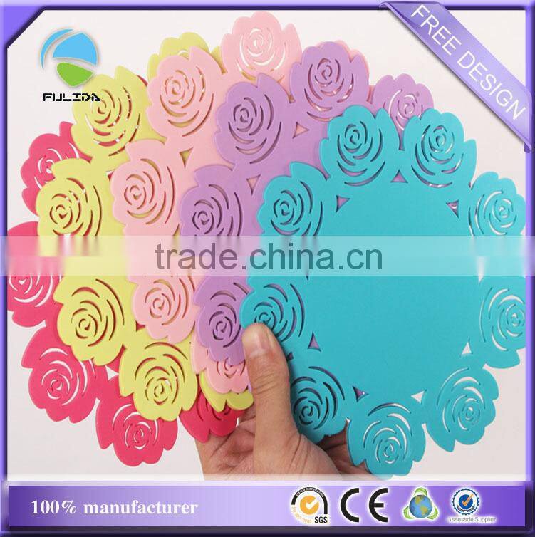 buy fashion flower four petals rubber soft pvc heat proof mug coaster
