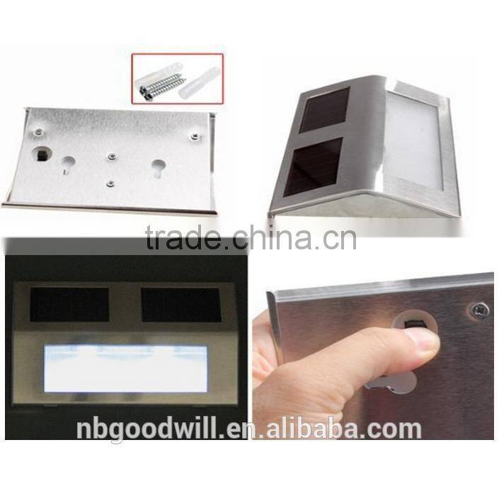 Stainless steel solar stair lamp, solar fence lamp, garden lamp, wall lamp