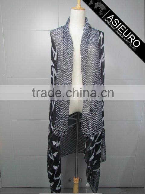 Printed Polyester Voile For Women SCARF Brown AZO free BSCI and SEDEX audited