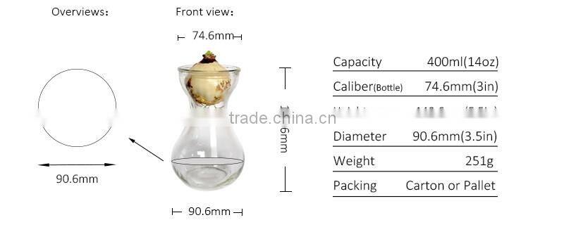 14oz big capability glass bottle clear glass bottle beautiful vase
