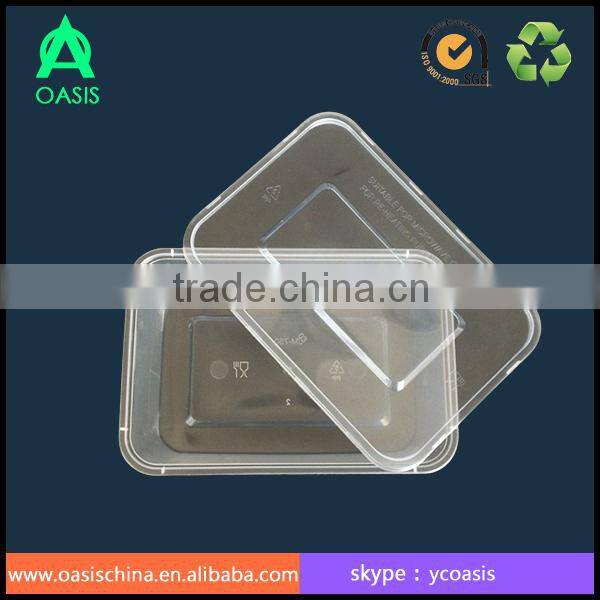 1500ml Plastic rectangular disposable transparent PP food container