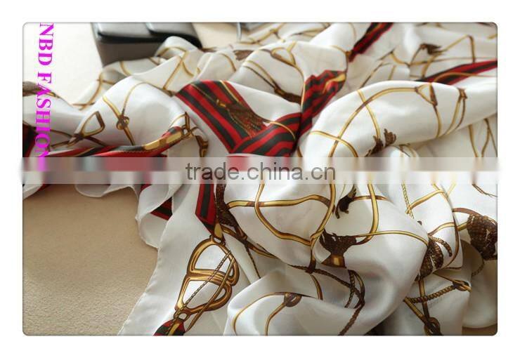 New arrival Vintage Stlye Imitated Silk Gold Chain Scarves Beach shawls