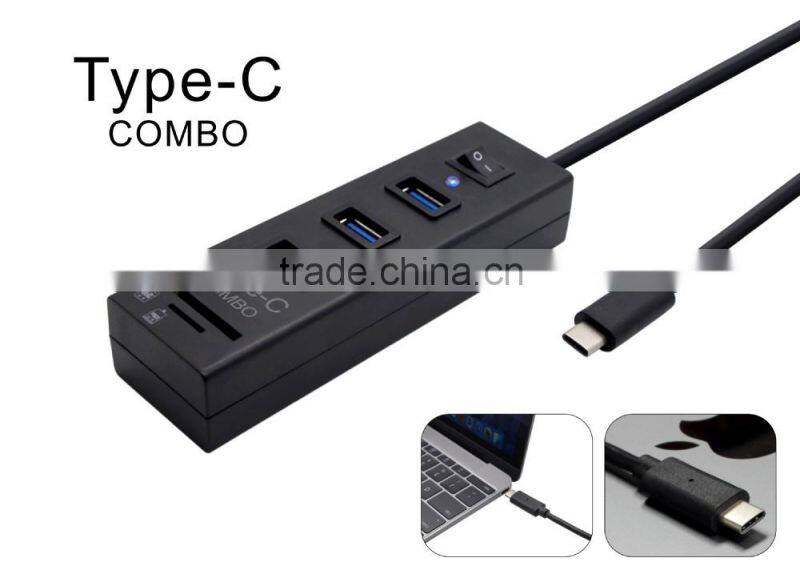 Forida MAC style Type C hub Aluminium hub USB3.0 hub with LED light