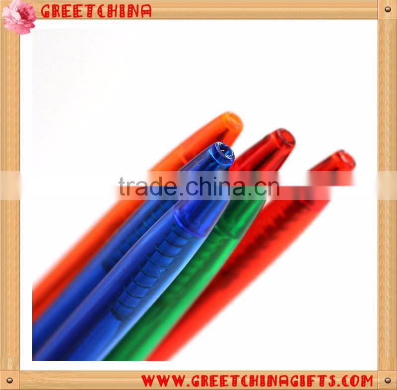Custom Colorful Transparent Barrel Press Plastic Pen