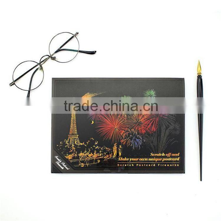 Hot selling newest high quality scratch night view new series with fireworks pictures