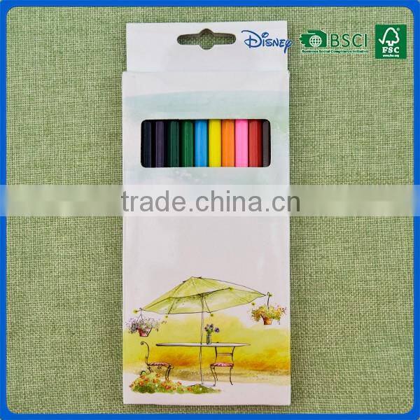 2016 hot sale customized school hexagonal 7 inch 12 colors pencil into paper box for art