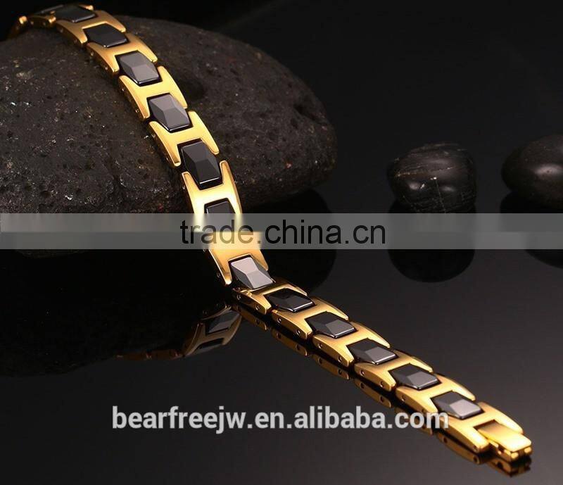 Men's Ceramic Stainless Steel Magnetic Therapy Power Bracelet Magnets Germanium Health Wristband