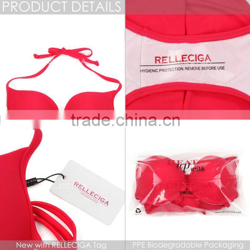 RELLECIGA 2016 Watermelon Red Push-up Halter Bikini with High Waist Bottom