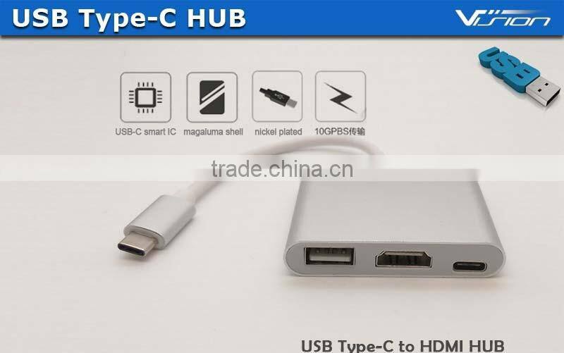Vision new USB Type C to HDMI hub adapter with USB3.1 female