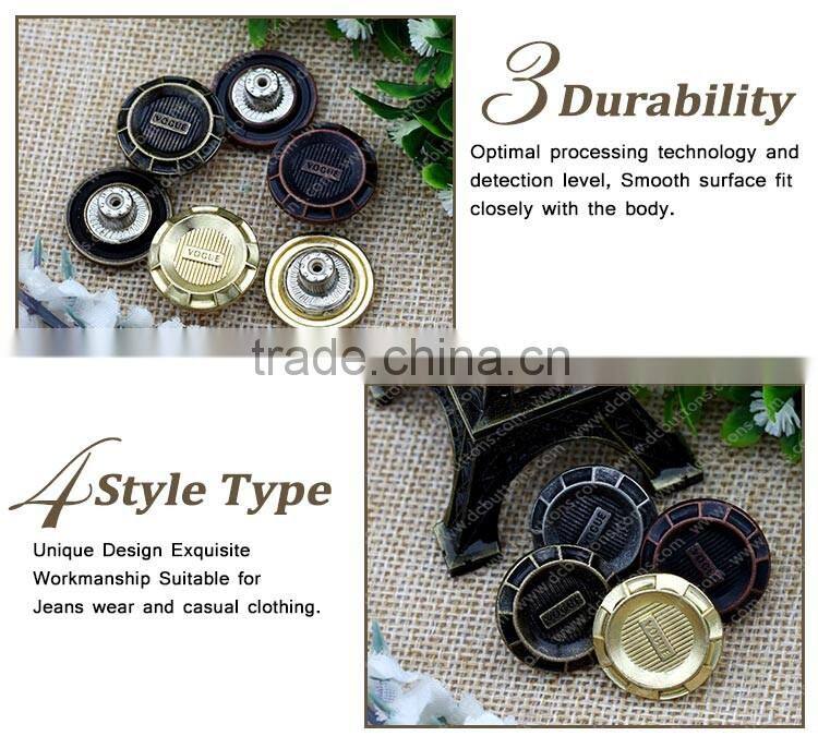 17mm jeans buttons and rivets shank jeans button metal buttons for jeans