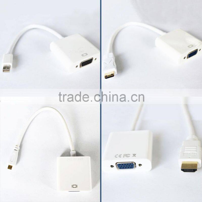 HDMI to VGA with Audio + Mini Micro HDMI to hdmi Convertor adapter 3 in 1 cable