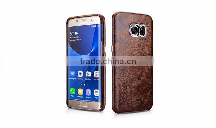 ICARER Oil Wax Real Leather Back Phone Case For Samsung Galaxy S7 Edge