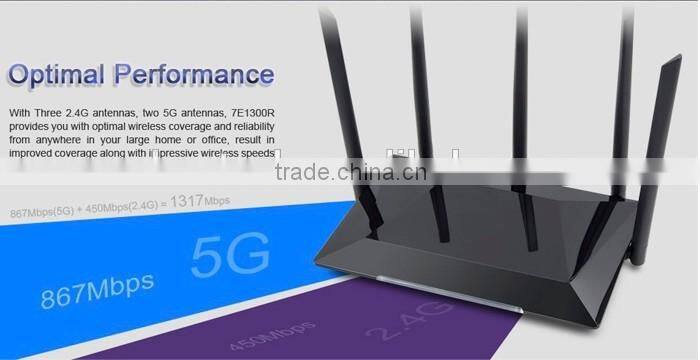 802.11AC 2.4G 5.8G 1300M Wireless WiFi Dual Band Router with 5 Antennas