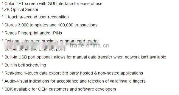 High quality free software linux system time recorder color screen TCP/IP Webserver rfid fingerprint time attendance machine