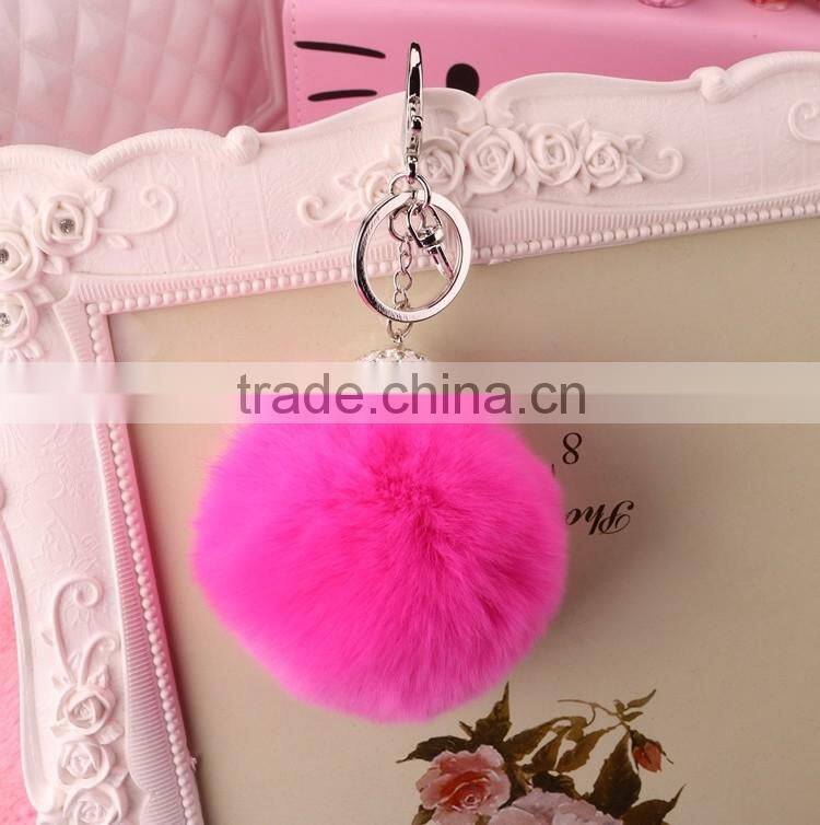 Keyring Pompom keychain Charm Ball Rabbit Fur Ball Genuine Soft Fluffy Key Chain Bag Pendant