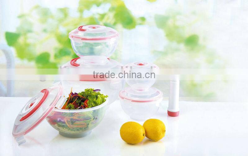 5pcs plastic vacuum food storage container set with pump