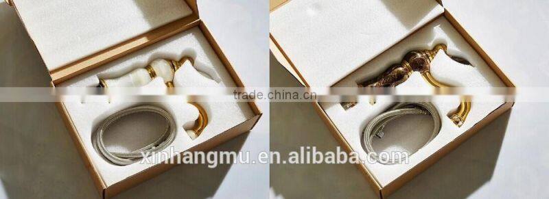 DIY assembly dual handles deck mounted antique brass faucet