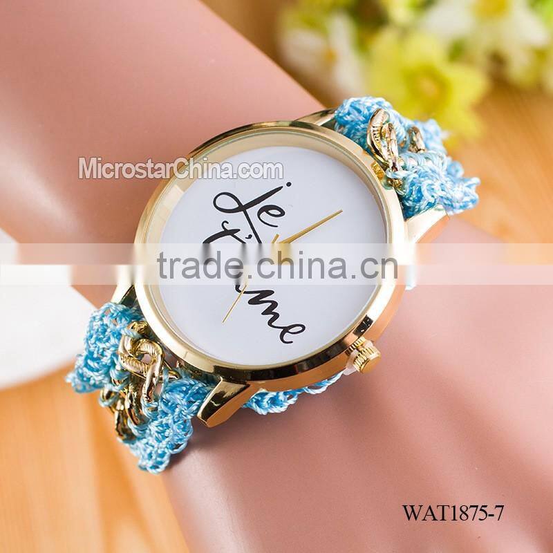 New Classic Geneva Ethnic Braided Analog Quartz Chain jetaime stainless steel watch