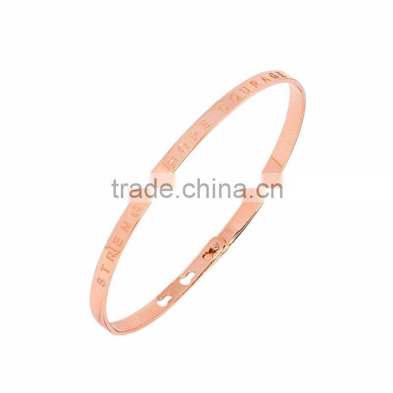 Memories Bangles with Customize Design Word 'STRENGHT HOPE COURAGE' with 4mm/7mm Width