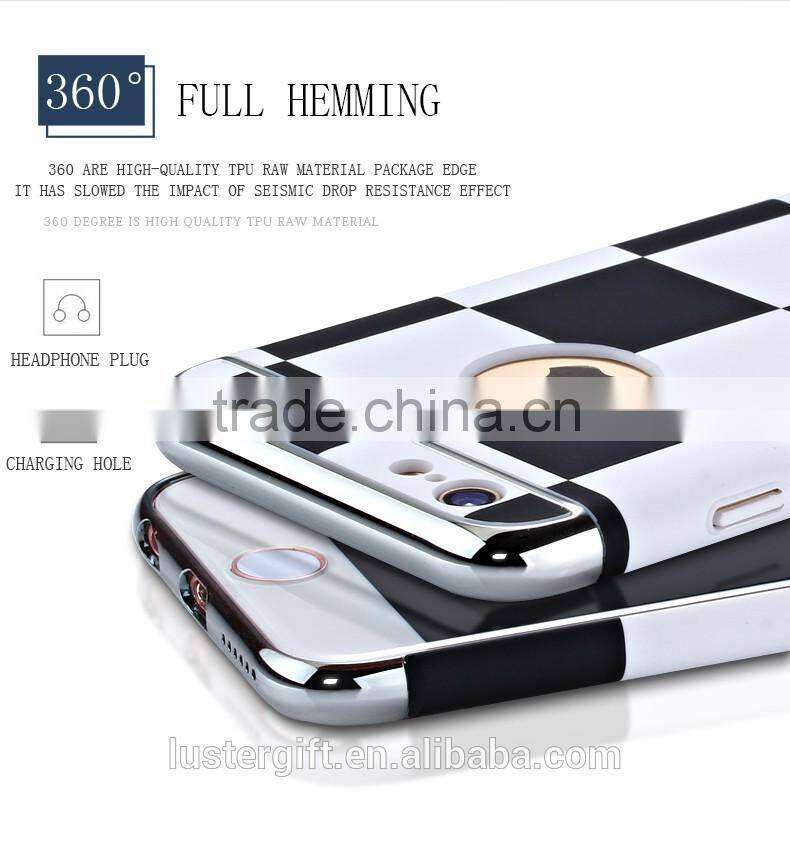 2016 New products Hybrid 3 in 1 ultrathin Plated Marble Display Case Cover For iPhone 6 6S Marbling Latticework Phone Case