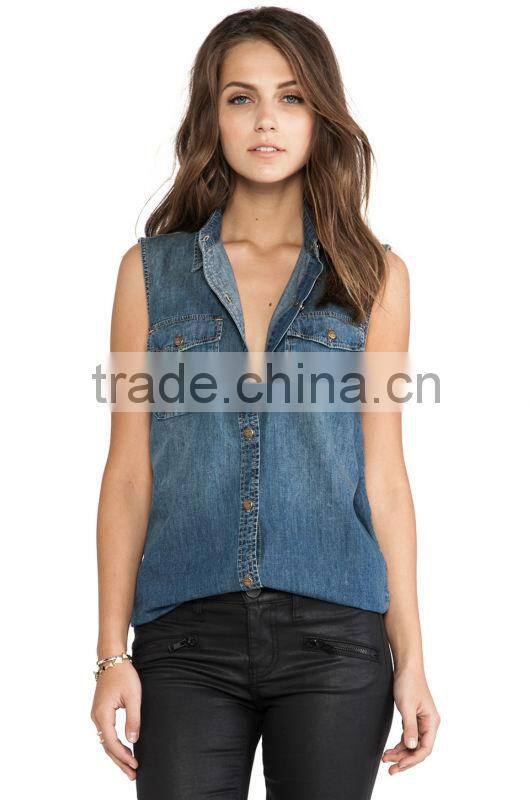 new designer sleeveless denim women vest JXF032