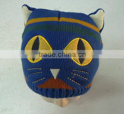 Children's Monster Knitted Beanie with Corn and Pom