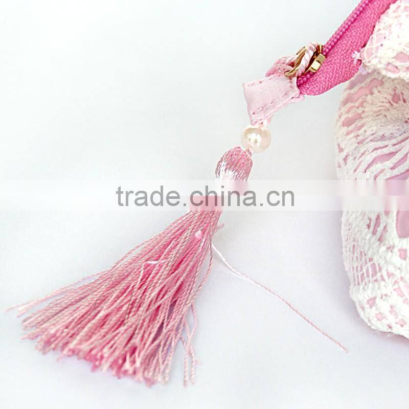 Special shape satin lace cosmetic bag OEM size and logo Since 1997