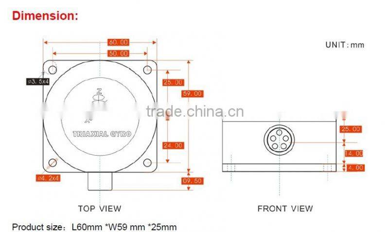 TL732D Three axis Gyroscope Angular Sensor With Yaw Angle Output Directly For Moving Object Position Control ect.