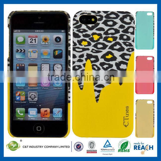 C&T Black Leopard Printing Transparent Clear Back Hard Case for iphone5c